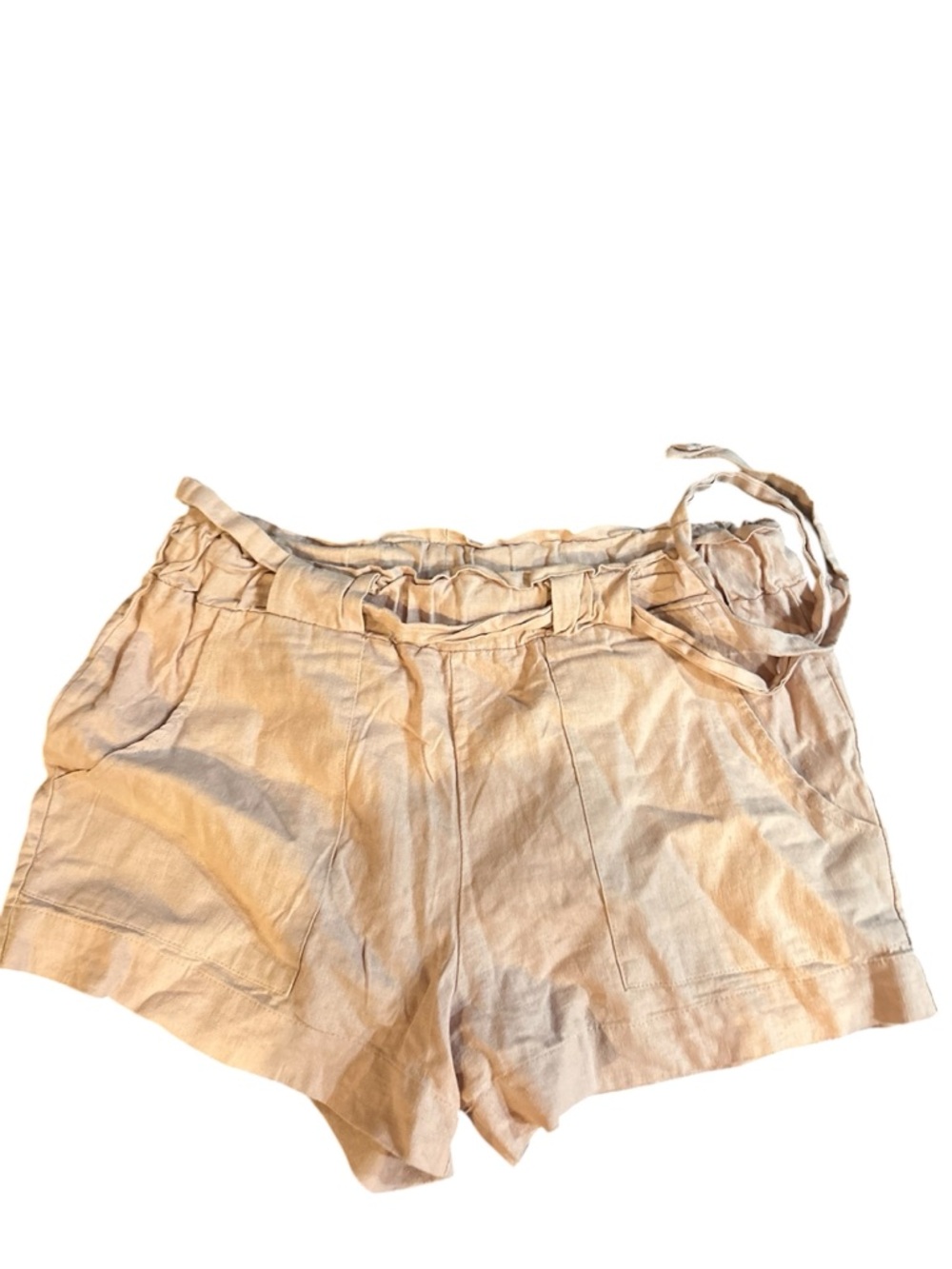 Indigo Rein mauve High-Waist Linen-Blend Drawstring Shorts